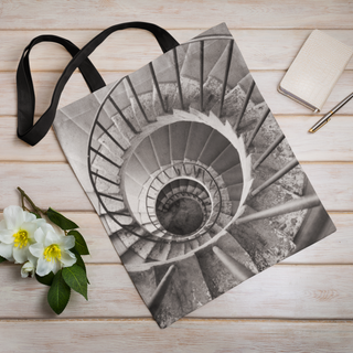 Lina vai kokvilnas auduma maisiņš «Vecās spirālveida kāpnes» | Kolekcija «Melnbalts»