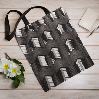 Lina vai kokvilnas auduma maisiņš «Saliekta arhitektūra» | Kolekcija «Melnbalts»