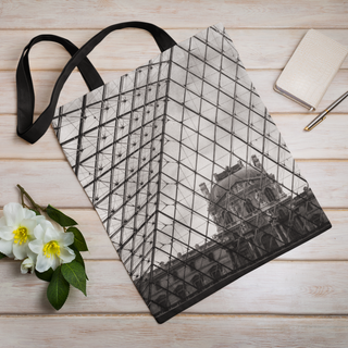 Lina vai kokvilnas auduma maisiņš «Luvras logi» | Kolekcija «Melnbalts»