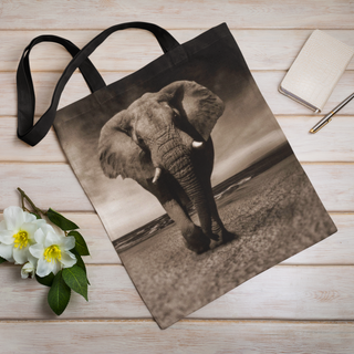 Lina vai kokvilnas auduma maisiņš «Zilonis» | Kolekcija «Melnbalts»