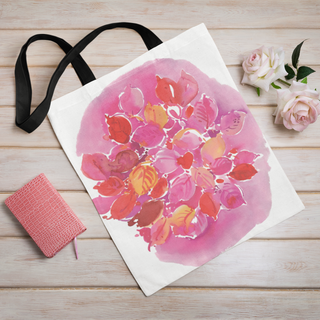 Lina vai kokvilnas auduma maisiņš «Rozā akvareļu lapas» | Kolekcija «Aquarello»
