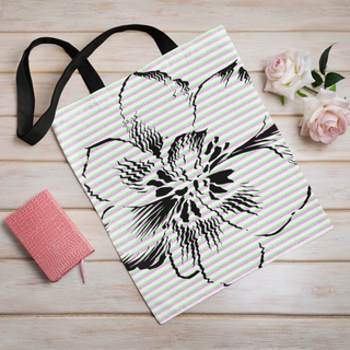 Lina vai kokvilnas auduma maisiņš «Zieds uz svītraina fona» | Kolekcija «Aquarello»