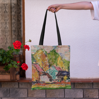 Lina vai kokvilnas auduma maisiņš «Vasaras ainava» | kolekcija «Purvītis. Aktuāls.»