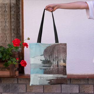 Lina vai kokvilnas auduma maisiņš «Pavasara ūdeņi» | kolekcija «Purvītis. Aktuāls.»