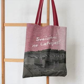 Lina vai kokvilnas auduma maisiņš «Kuldīgas tilts»