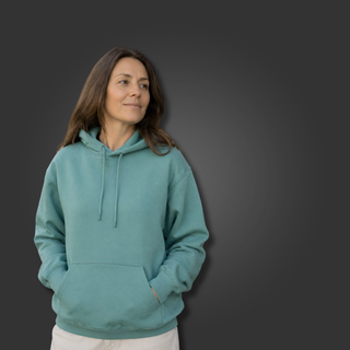 Klasiskais hūdijs - džemperis ar kapuci | Zilganzaļš